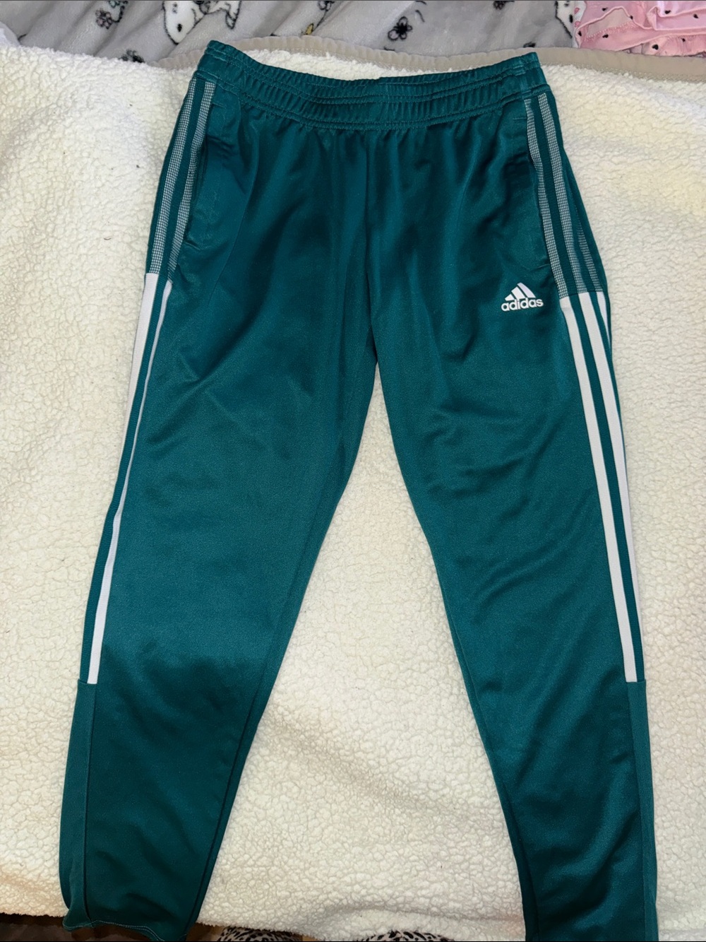 adidas Teal Joggers with White Side Stripes